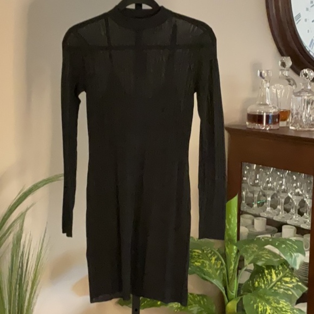 MONROW  - Black Bodycon Long Sleeve Dress - NEW